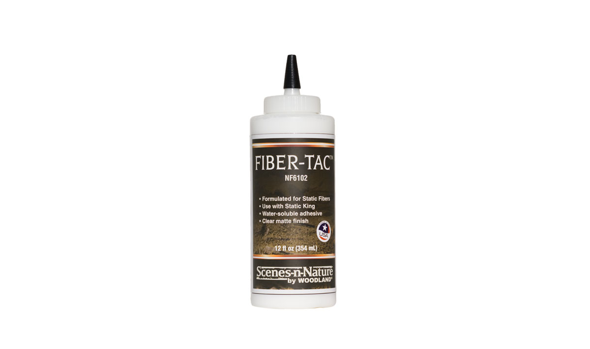 Fiber-Tac<sup>®</sup> - Fiber-Tac is specially formulated and has the right viscosity for adhering Velvet and Static Fibers to taxidermy mounts, habitats and other displays